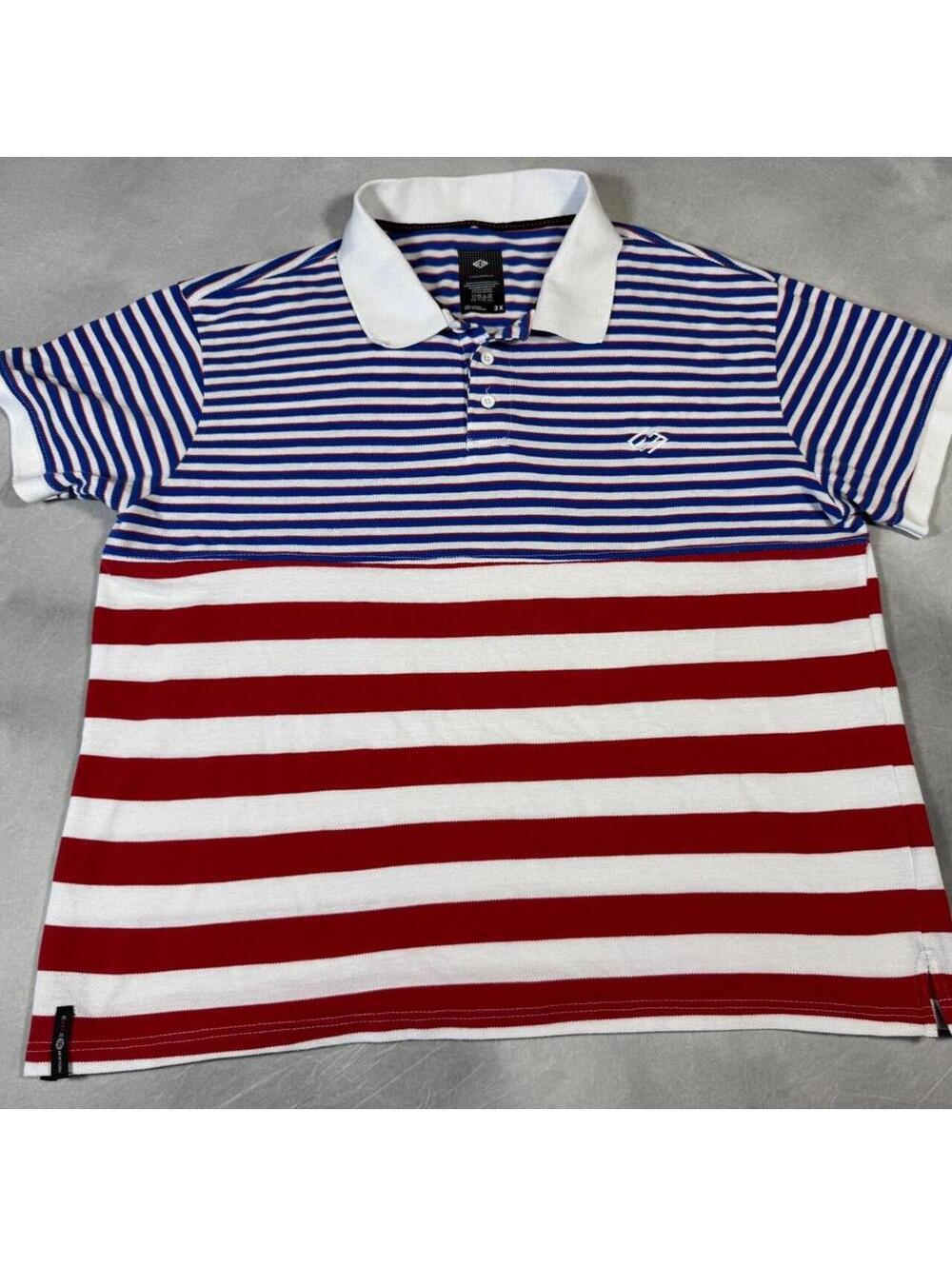 Enyce Sean Combs 3XL Striped Polo Red White Blue Y2K Hip Hop Streetwear